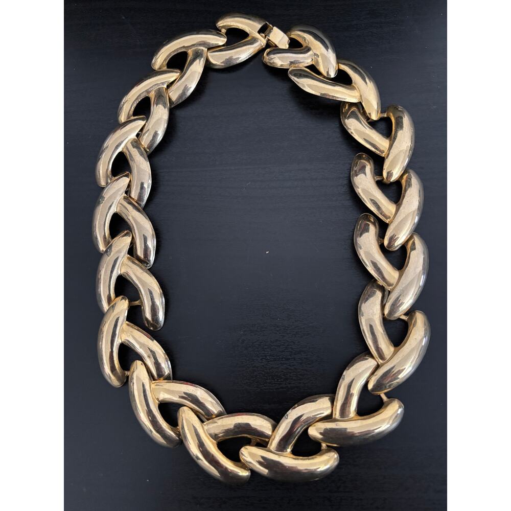 Vintage Chunky Gold Tone Collar Necklace - Picture 2 of 5